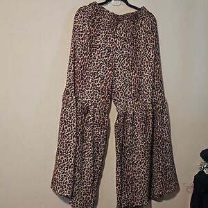 Turquoise Haven leopard wide leg palazzo pants